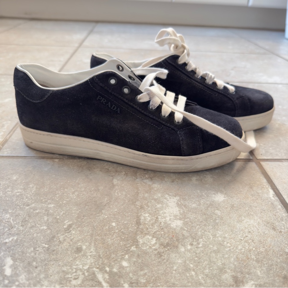Prada  Black Suede Sneakers
